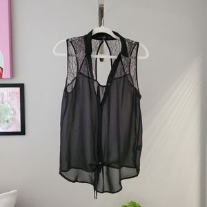 Black sheer button up